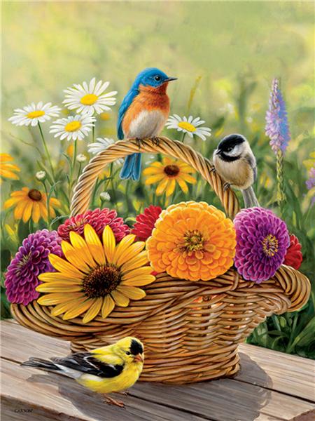 Diy Diamond Painting Bird Home Decor Mosaic Spring Flower Animal Embroidery Handmade Gift Wall Stickers