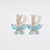 Modische blaue künstliche Kristall Schmetterling Hängeohrringe für Damen Zirkonia Ohrring Schmuck Hochzeitsparty Zubehör