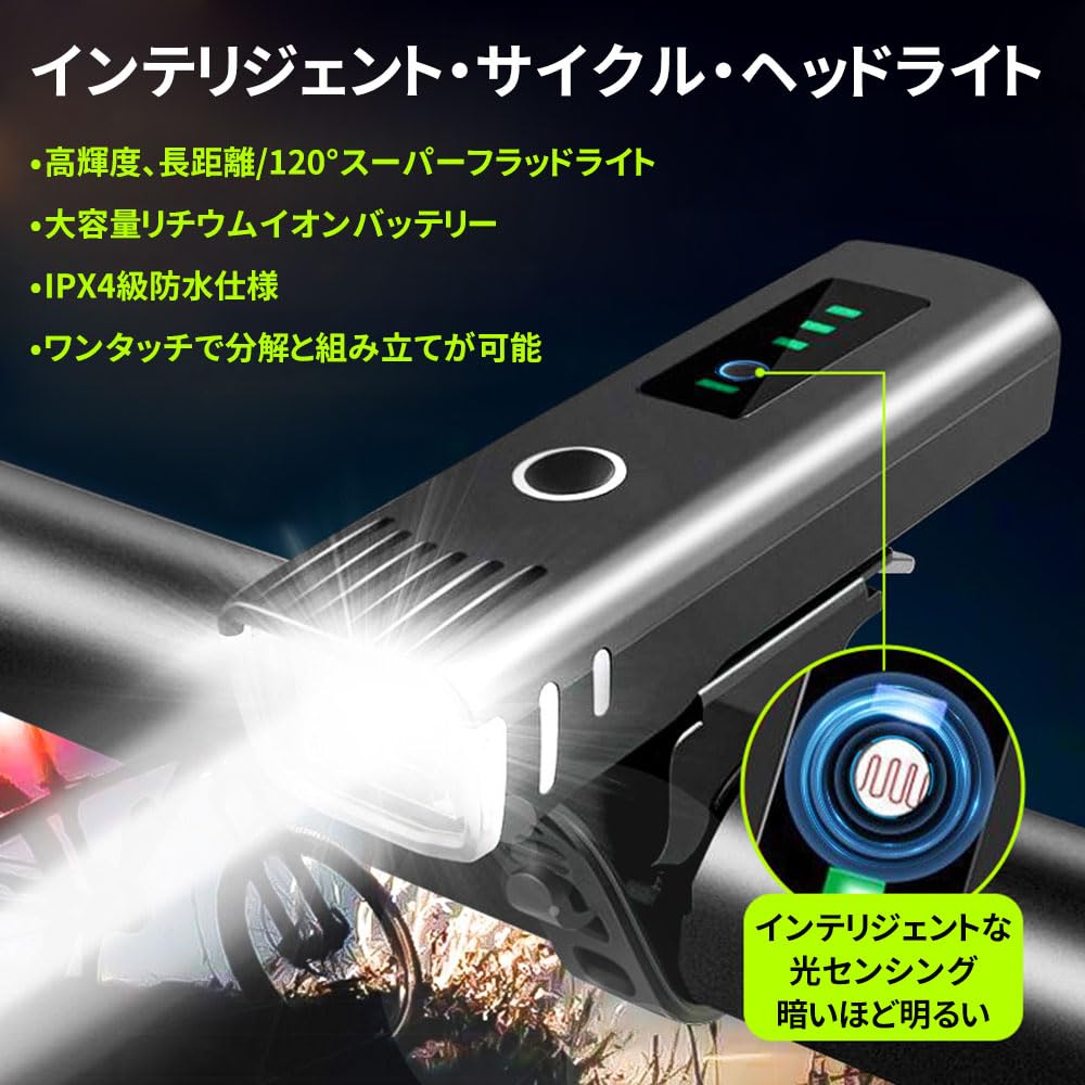 ESLUVE Fiets USB Grote Capaciteit Batterijniveau 1000 Lumen LED 4 Dimstanden Stroomuitval Aardbeving Nachtfietsen Hoge IPX5 PSE Kan Worden Gebruikt als