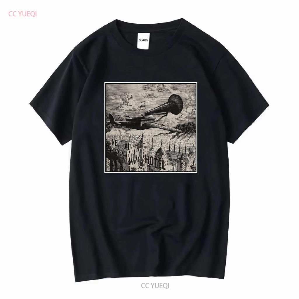 Neutral Milk Hotel Aeroplane T Shirt Military Green Color Te4206 Vintage Washed Streetwear Slightly Casual Designer Clothes