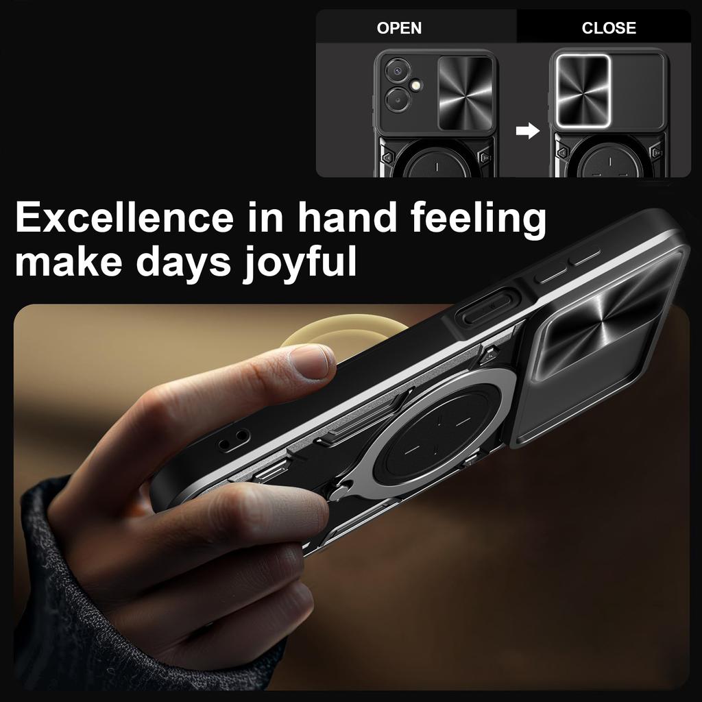 For Samsung Galaxy A06 5G Case TPU + PC Phone Cover with Kickstand , Slide Lens Window