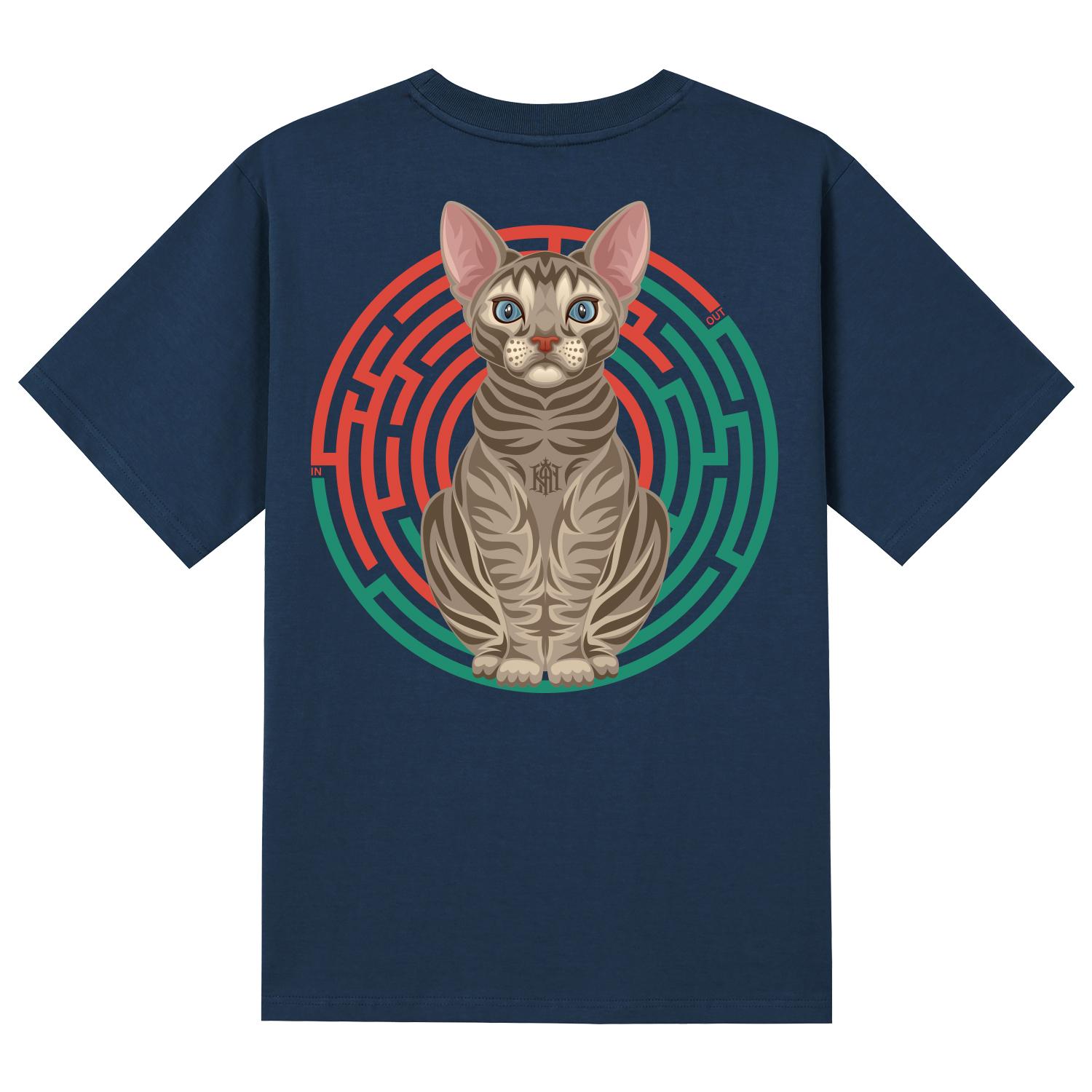 Khan 6312 Ktn0040 Sphinx Cat Short Sleeve T-Shirt - Navy Navy/L