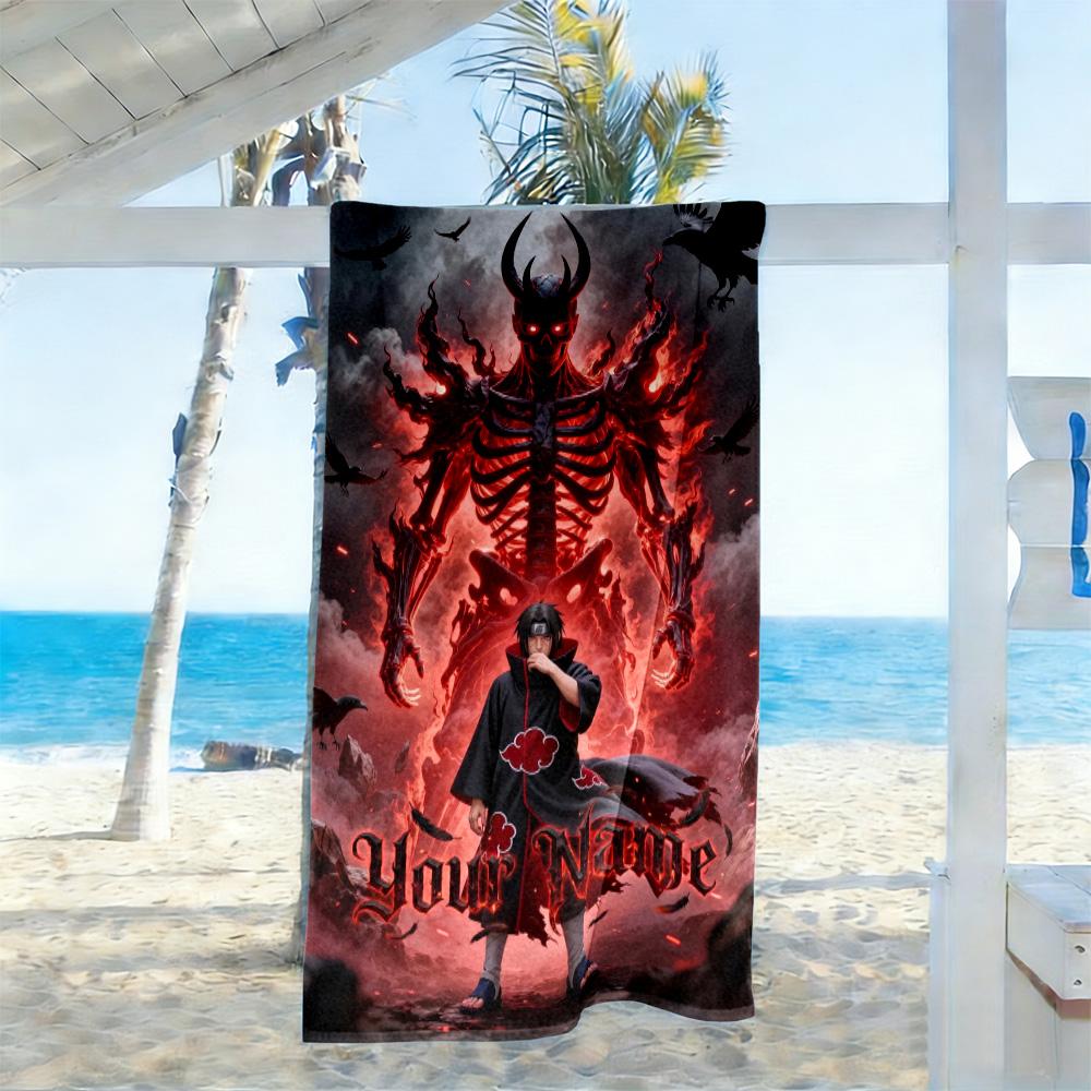 Naruto Character Customize Your Name Beach Towel Quick-Dry Soft Microfiber Perfect for Traveling Yoga Camping and Swimming