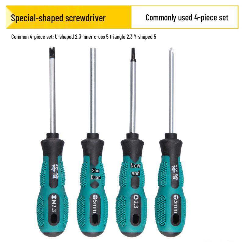 Multi-Shaped Screwdriver Set: Triangle, U, Y, Inner Cross, and Three-Edged Heads for Household Use
