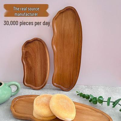 Wolkenförmiges Tablett aus japanischem Akazienholz für Tee, Kaffee, Kuchen und Desserts - Verbrühschutz, Speiseteller oder kleiner Teller.