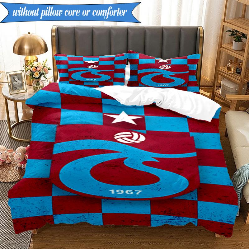 3PCS Trabzonspor Crest Emblem Bedding Set 2D Printing (Includes 1 Duvet Cover + 2 Pillowcases Coreless), Bedroom decor,Fan gift