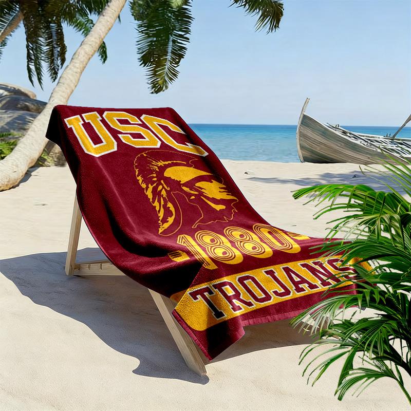 USC Trojans Print Beach Towel, Large Soft Quick Dry Towel for Beach Camping Swimming