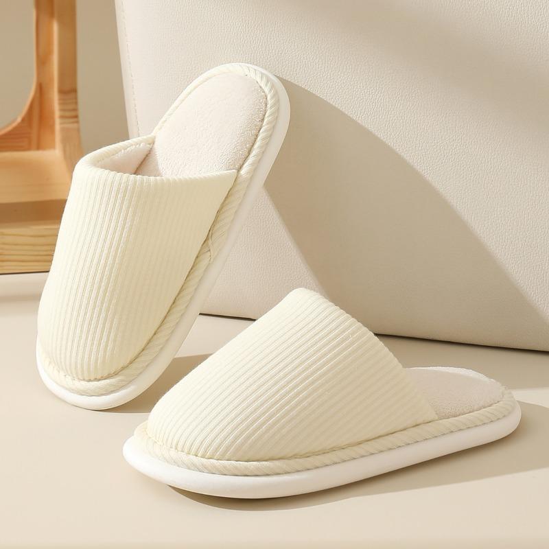 New Household Slippers Home Non-slip Flat Bottom Couple Simple Autumn and Winter Warm Cotton Slippers Men