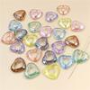 Fashion Transparent DIY Jewelry Accessories Creative Aurora UV Plated Earrings Making Vertical Hole Beads Hollow Magic Color Heart 5pcs