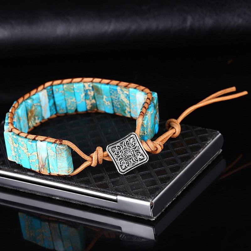 Bohemian Chakra Stein Armband für Damen Herren, Kaiserstein Geflochtenes Seil Gewebtes Handgelenk Armband, Mode Handgemachter Schmuck Geschenk