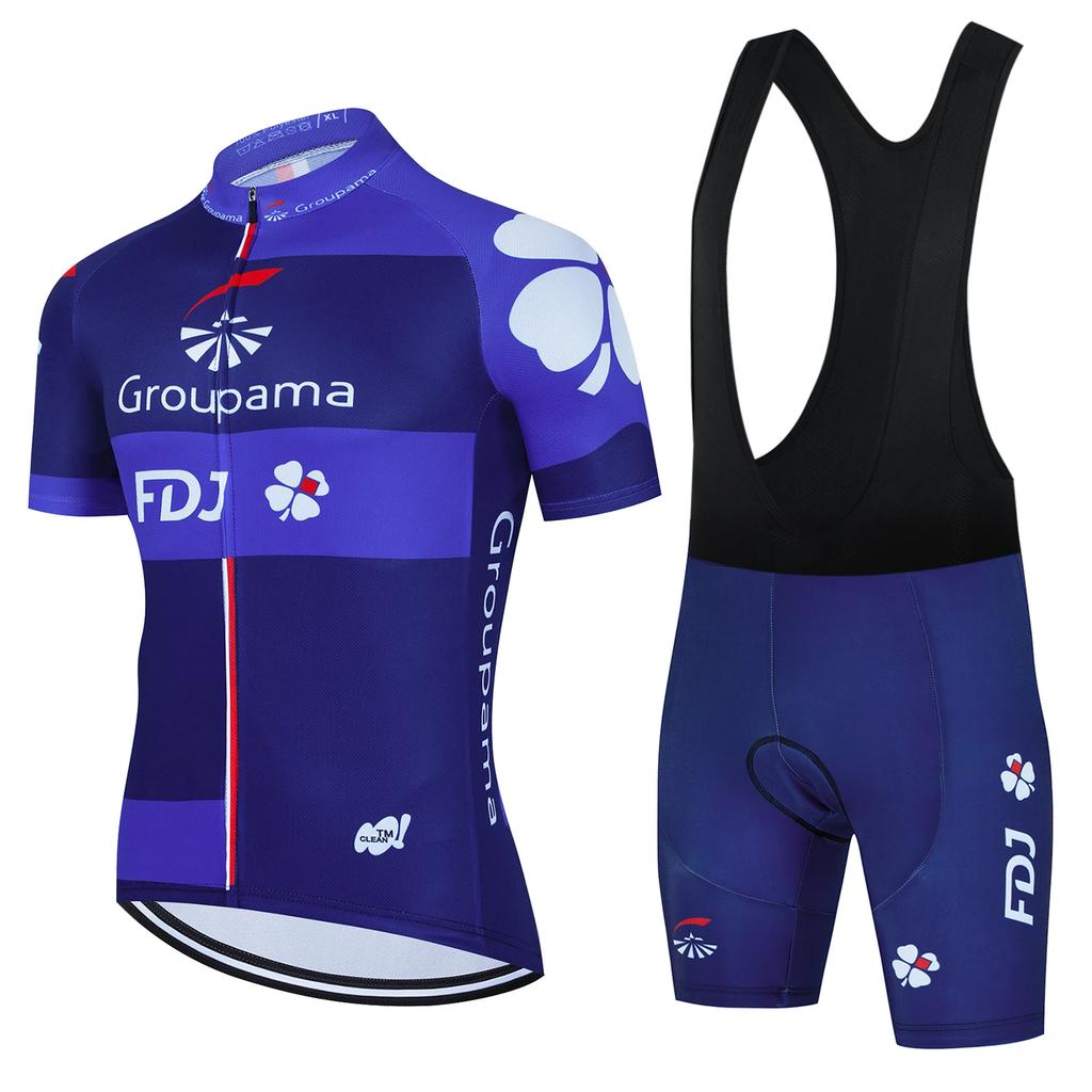 2026 Groupama FDJ TDF Cycling Jersey Sets Paris Short Sleeve Quick Dry Maillot Ciclismo Racing Bicycle Clothing