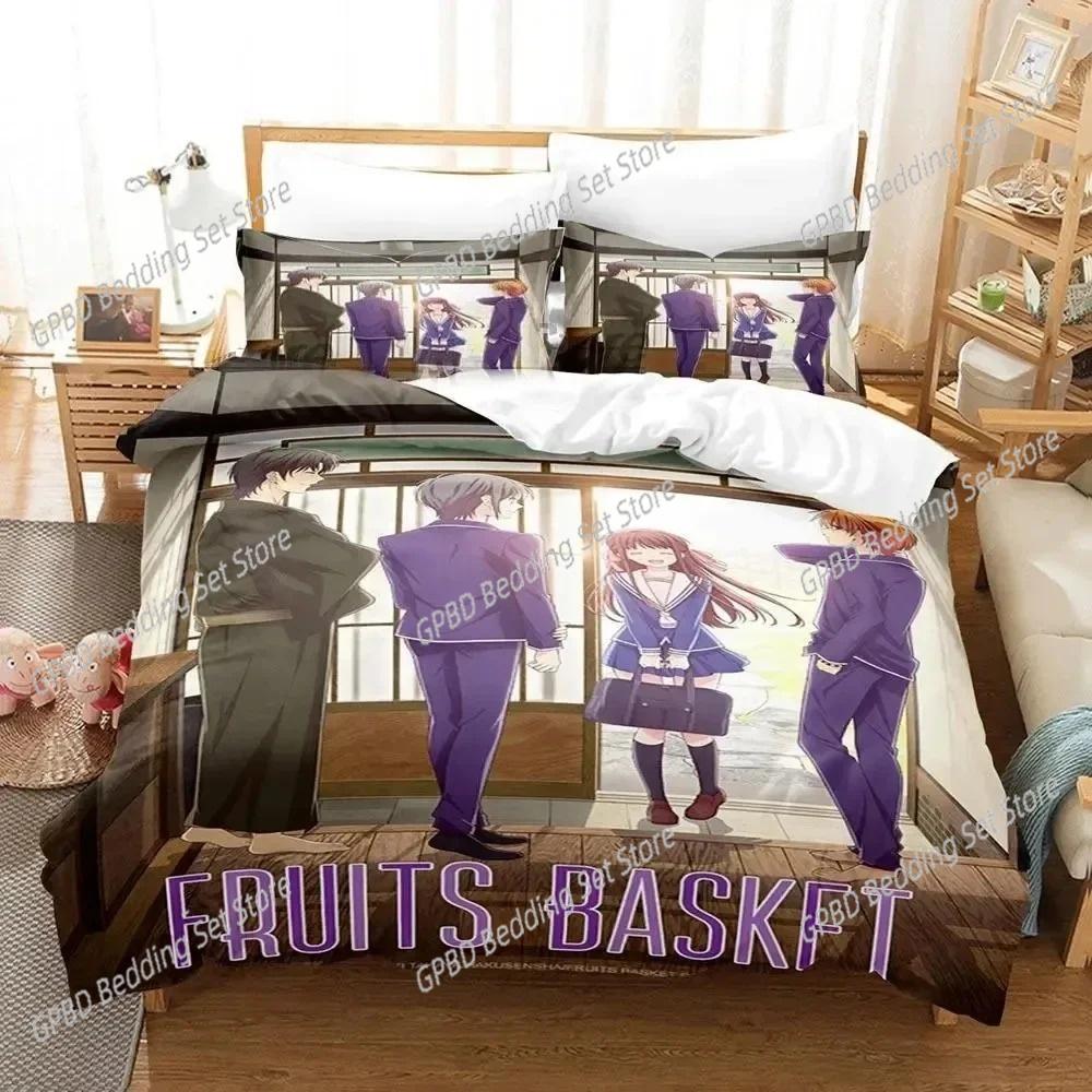 Anime Fruits Basket Bedding Set For Bedroom Soft Modern Bedspreads Comefortable Kids Duvet Cover Quilt Cover And Pillowcase