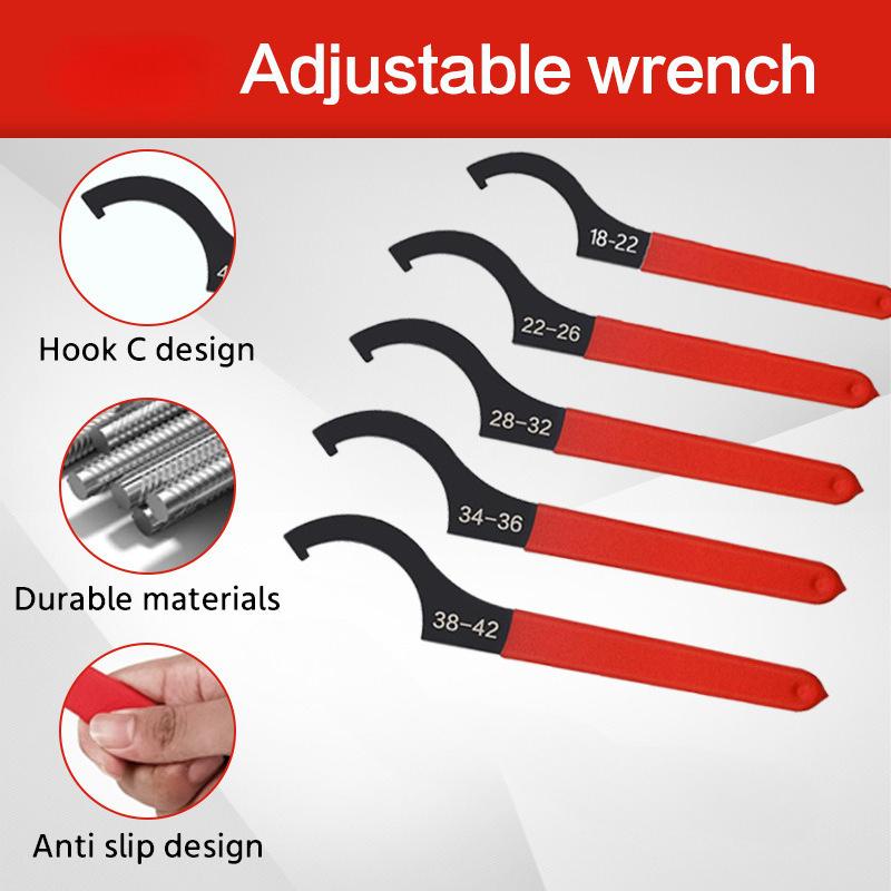 5pcs Hook Wrenches Tools Set C-Shape Spanner Anti Slip Half Moon Wrench Motorcycle Car Repair Shock Djustment Spanner Hand Tool