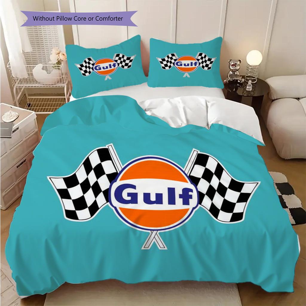 Gulf Brand Logo Three-piece set (1 * duvet cover + 2 * pillowcase, without core) 2D Flat Soft and comfortable Duvet cover and pillowcase Bedding set