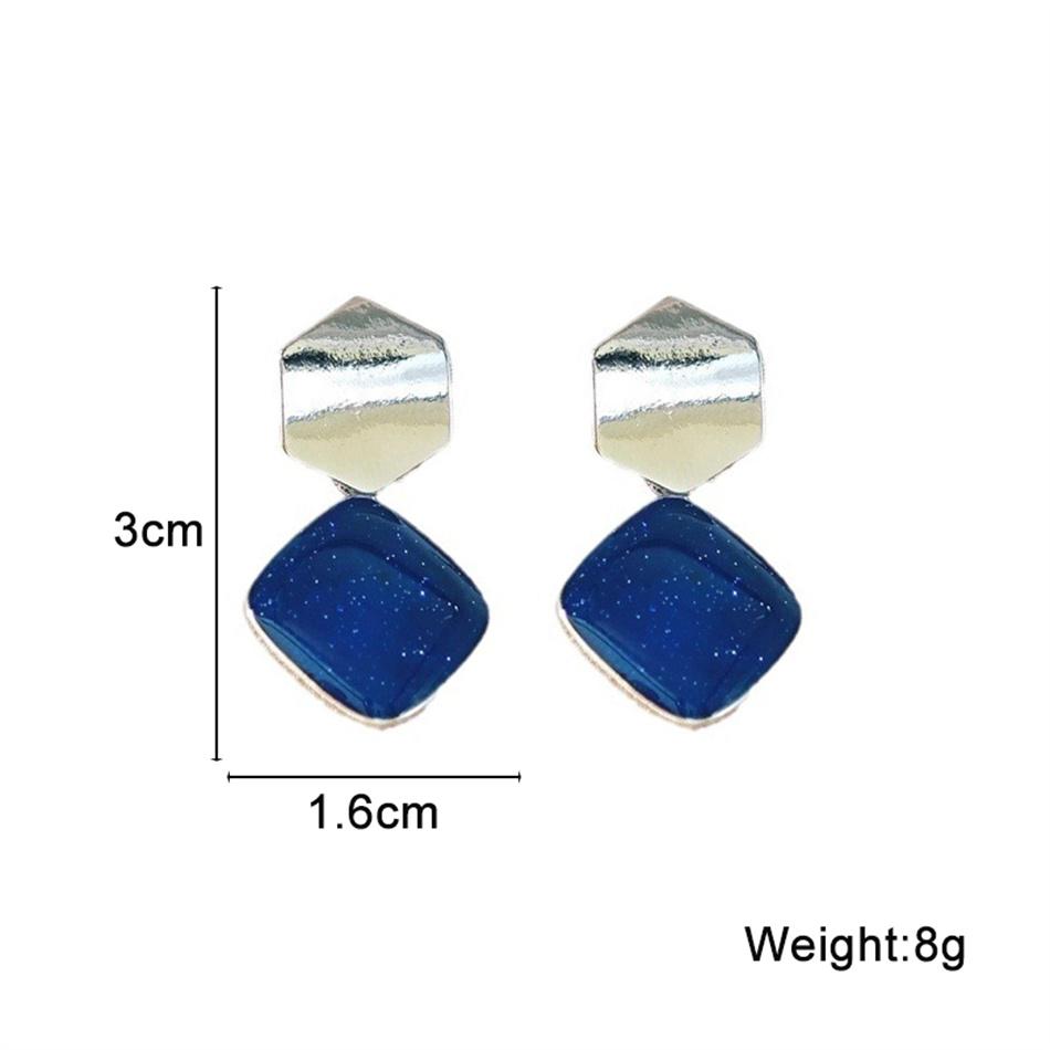 Blue Color Square Star Dangle Earrings for Women Temperament Geometry Ear Jewelry Drop Earring Girl Gifts