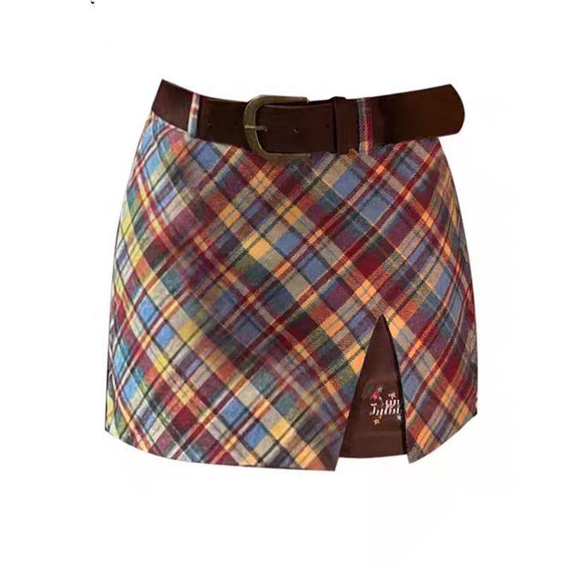 

100kg Christmas and New Year Dopamine-Colored Plaid Hip-Hugging Mini Skirt for Hot Girls, Plus-Size Women s Fashion Grid M