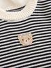New Boys Baby 100% Cotton Striped Bear Bodysuit for Spring/Autumn
