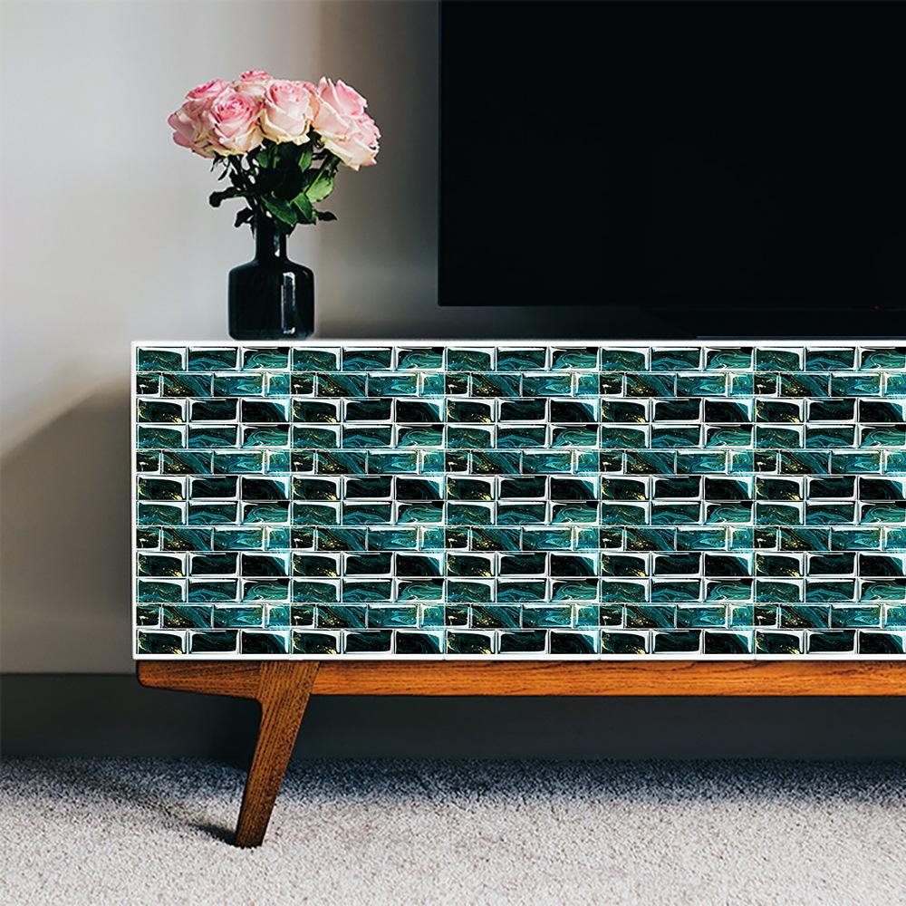 2026 Waterproof Wall Sticker Mosaic Pattern Ceramic Tile Sticker Kitchen Bathroom Sink Decoration Surface Gloss Film Self-adhesive Wall Sticker
