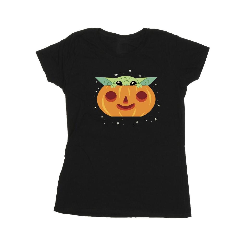Star Wars Womens/Ladies The Mandalorian Grogu Pumpkin Cotton T-Shirt