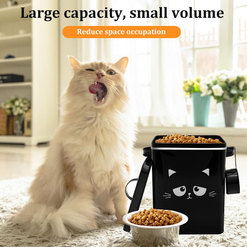 Cat Dog Food Storage Container Airtight Metal 6L Large Capacity with Lid and Spoon Pet Treats Storage Bucket Pet feed container