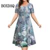 3d Plant Flower Print Women's Dress 2026 Summer Short-sleeved Clothing Casual Loose Retro Dress