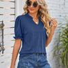 Summer Fashion V-Neck Tops Sweet Casual Shirt 2023 Puff Short Sleeve Blouse Female Loose Elegant Shirt Women Mujer  26031