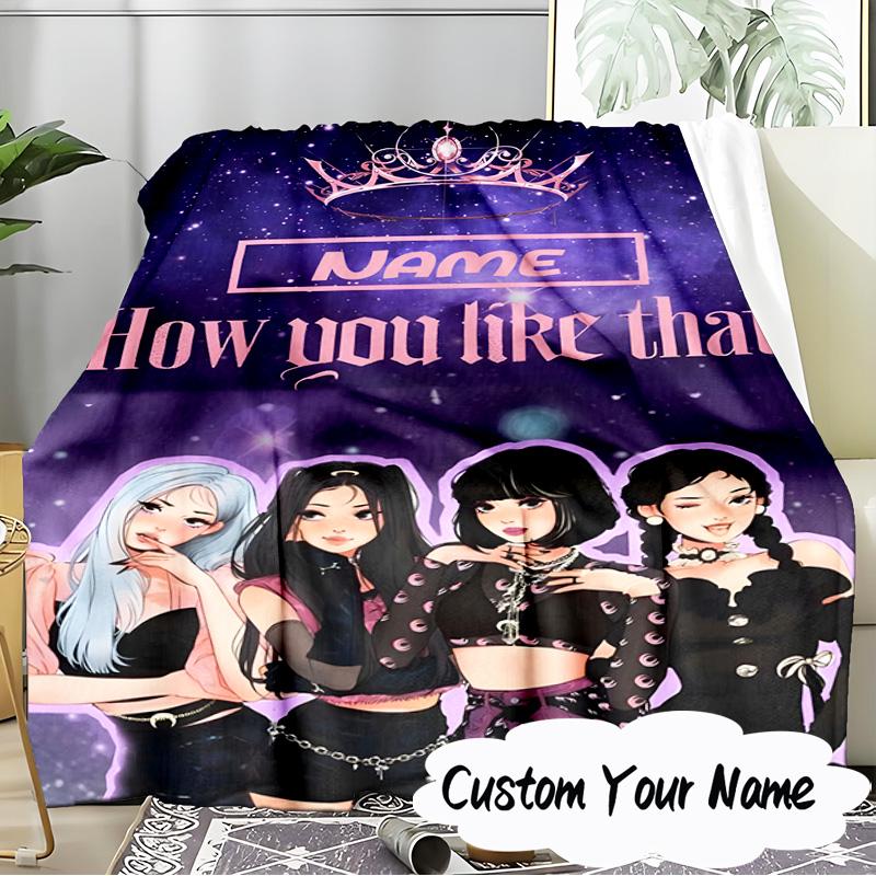 Custom Name Kpop Group Fashion Blanket Ideal Bedding Blanket Perfect for Travel, Camping, Living Rooms, Offices, Sofas, Fan Christmas gift