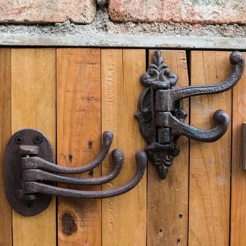 Cast Iron Hook Fold Multi-storey Multi Angle Wall Hook Decoration Courtyard Garden Wall Mounted Multi Functional Metal Hook