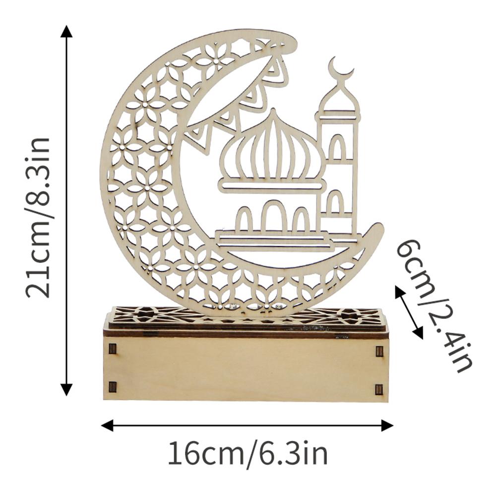 Wooden Islamic Ramadan Eid Moon Cutout Letters With LED Light Decoration Craft