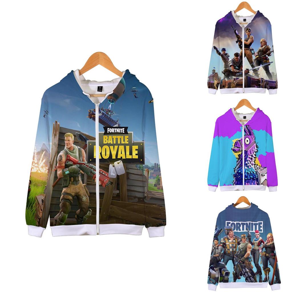 Fortnite Hoodie 3d Print Zipper Sweatshirts Battle Royal Cosplay Costume