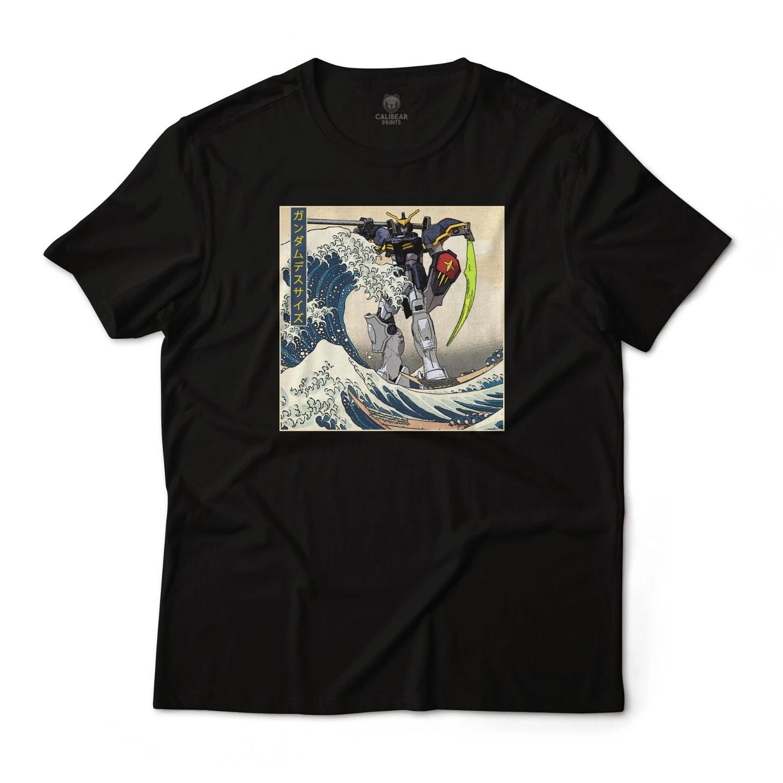 Gundam Wing Deathscythe in the Great Wave off Kanagawa Anime Graphic Art Tee 3XL