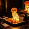 Collectibles for Home Office Lighted Pumpkin Cat Figurine, Spooky Halloween Tabletop Resin Sculpture, Gift Lovers Autumn Fall Ornament Indoor