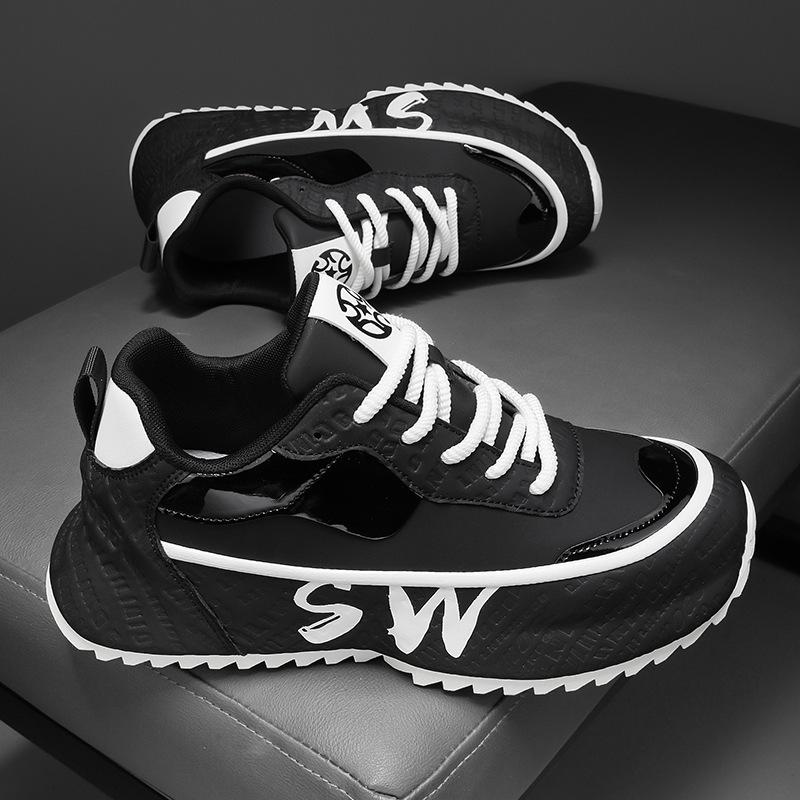 

Fashion Men Sports Shoes 2025 Spring Casual Thick-soled Height-increasing Shoes Fashion Anti-slip Outdoor Student Running Shoes Sneakers 39 чёрный