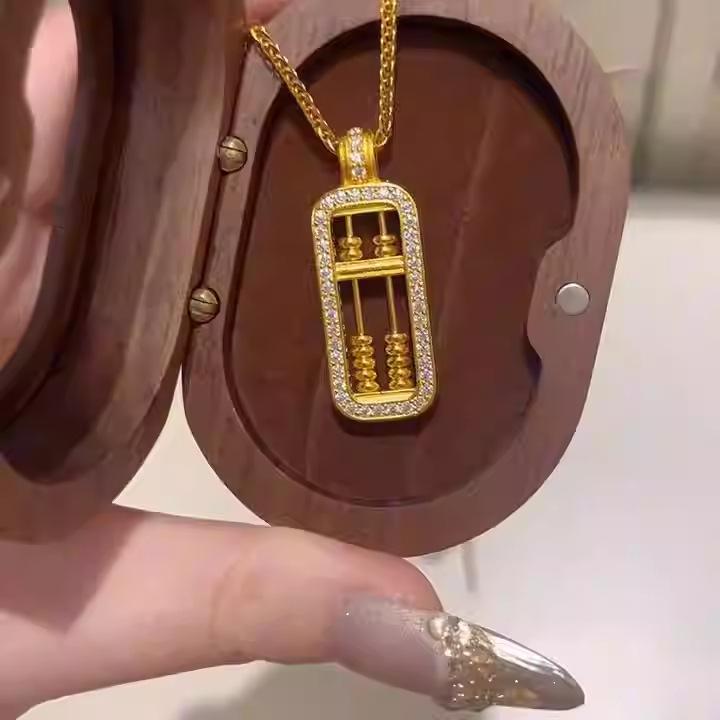 Oval Abacus Pendant Necklace Fashion Design Collarbone Chain Light Luxury Necklace Women