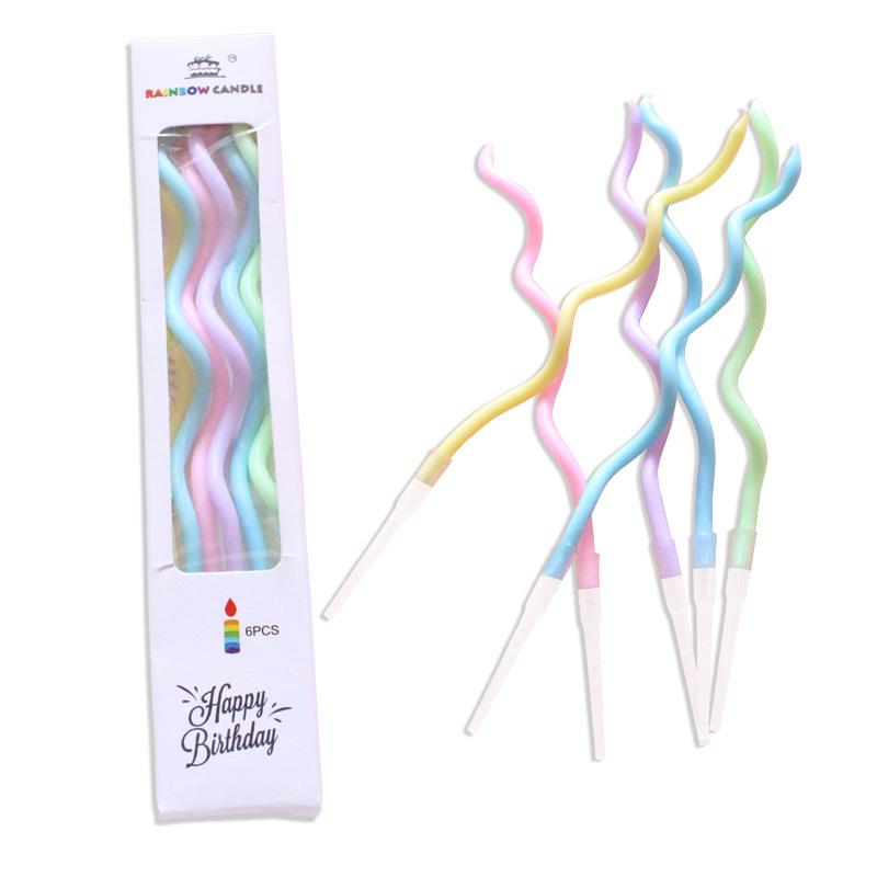 Curve Rainbow Thread Candle Creative Birthday Cake Candle Curve Candle Rainbow Candle