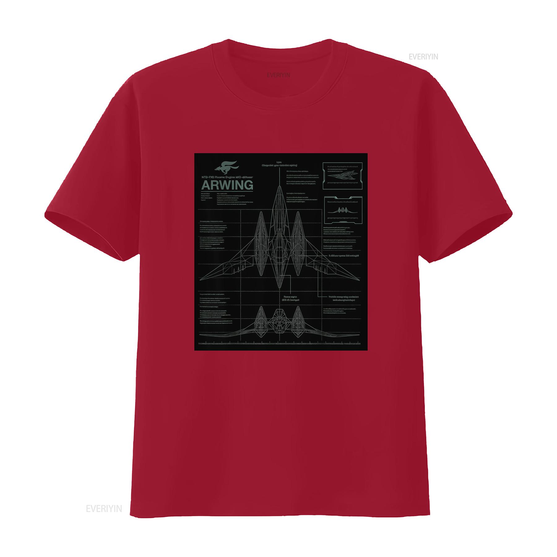 

Star Fox Mens T Shirt Starfox Arwing Schematics Unique Gaming Design vintage Washed homme Stretched Stylish Slightly S