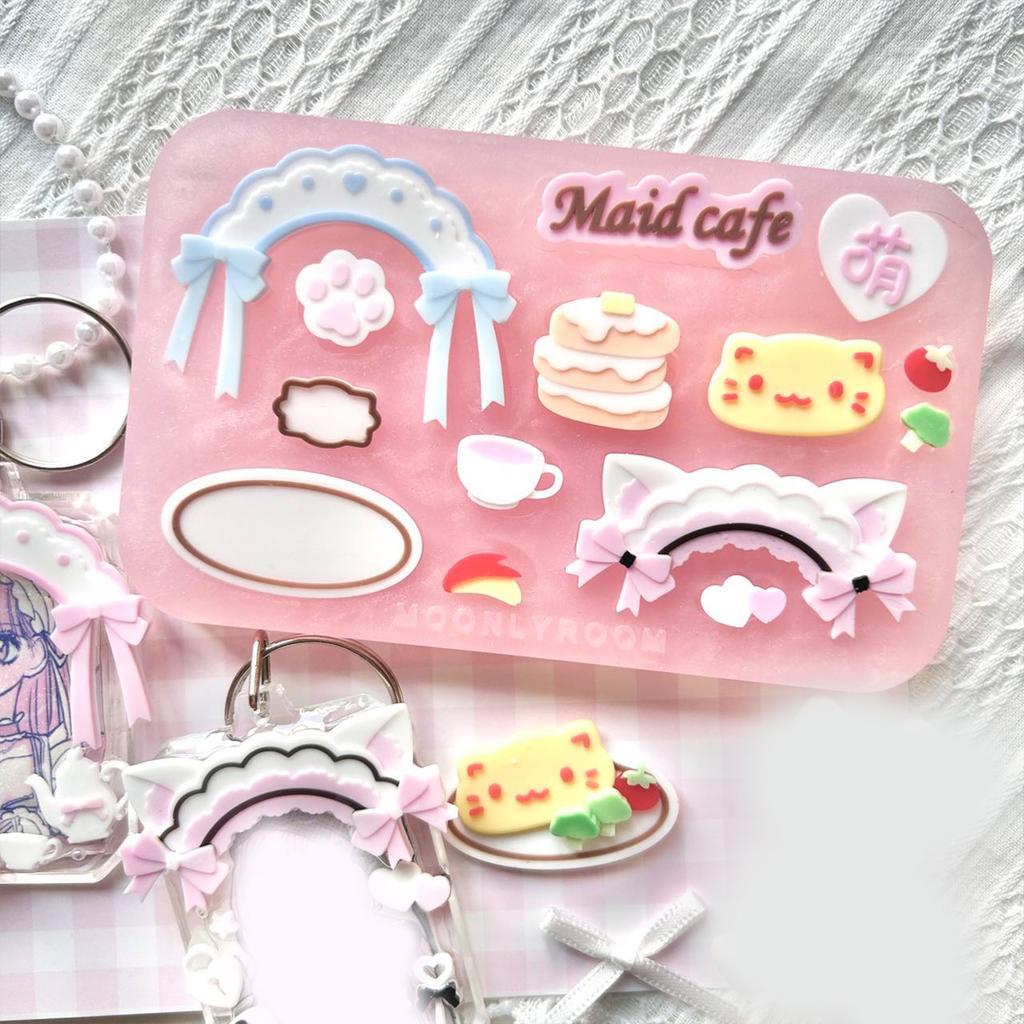 Flexible Silicone Molds Cats Housemaid Hat Accessories Epoxy Resin Ornament Pendant Mould Practical Jewelry Making Tool