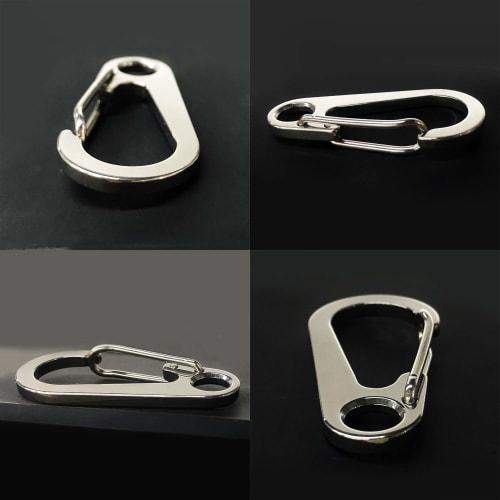 5-Pack Mini Carabiners with Snap Hooks, SUS420J2 Stainless Steel, Lightweight, Durable, Stylish, Multifunctional, Spring Hooks, 4.5cm (Silver)