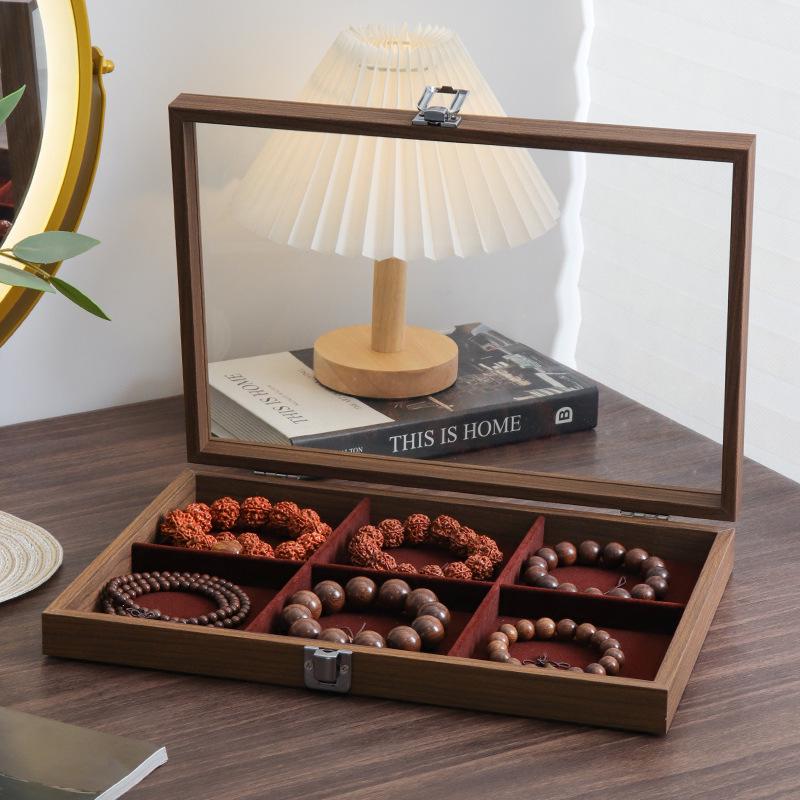 Wenge Wood Dustproof Jewelry Box with Lid for Bracelets and Accessories