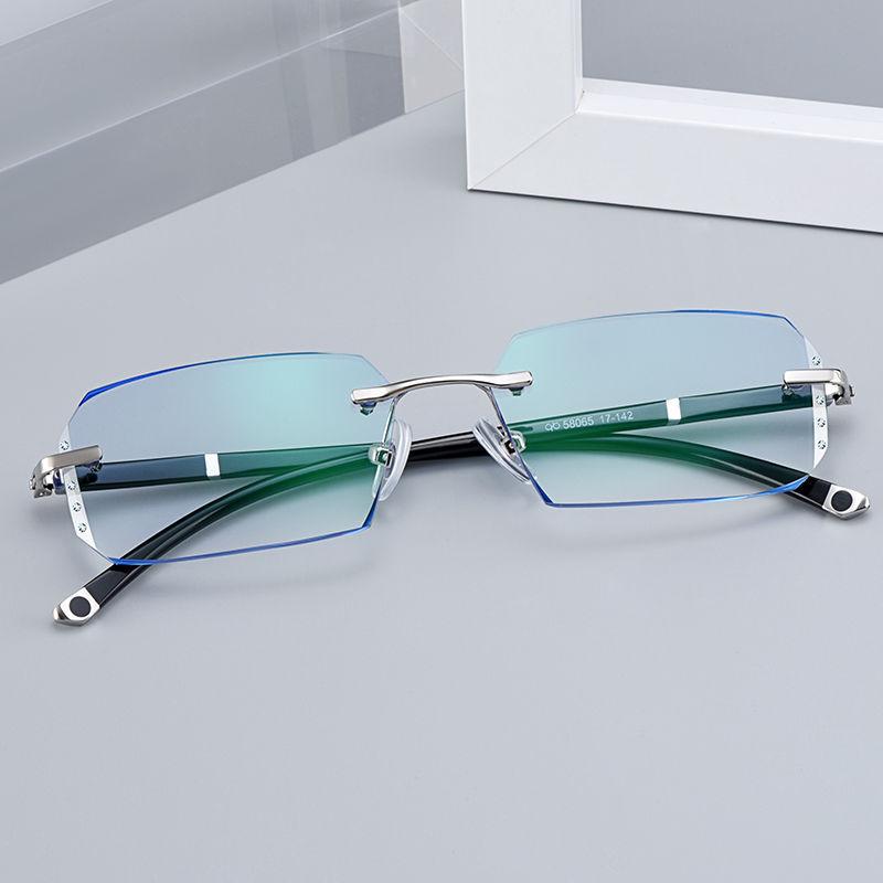 Finished Reading Eyewear For Men Diamond Cutting Far Sight Eyeglasses Fashion Ultra Light Rimless Presbyopia Goggle To +4.0