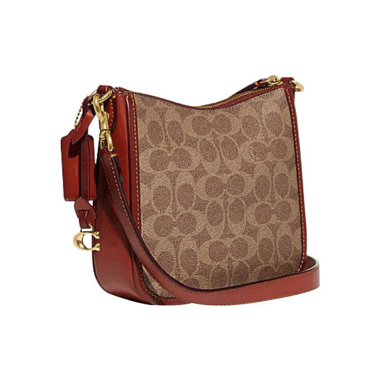 Coach Top Zip Closure Exterior Lock Bag Faux Leather Crossbody Bag Small Women Crossbody Bag Brown Rust CC391-B4NQ4