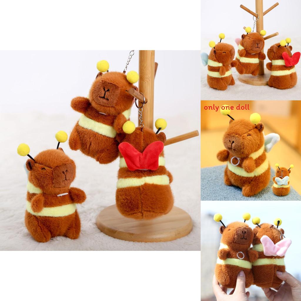 Cute Bee Capybara Plush Keychain With Vibrating Wings For Kids And Collectors