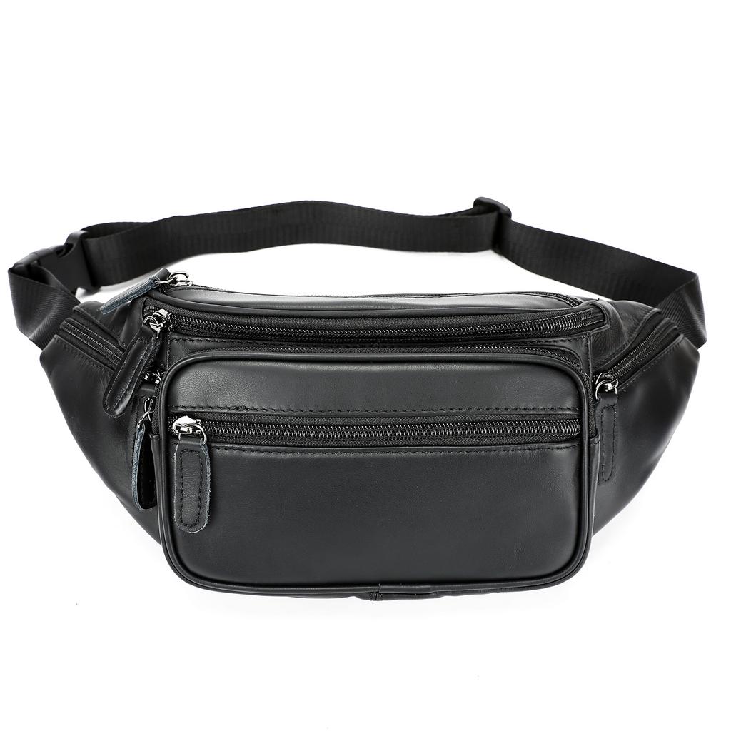 Kuskinn Herreveske Mobiltelefon Midjeveske Ekte Lær Crossbody-veske Multifunksjonell Sportslig og Casual Crossbody Brystveske
