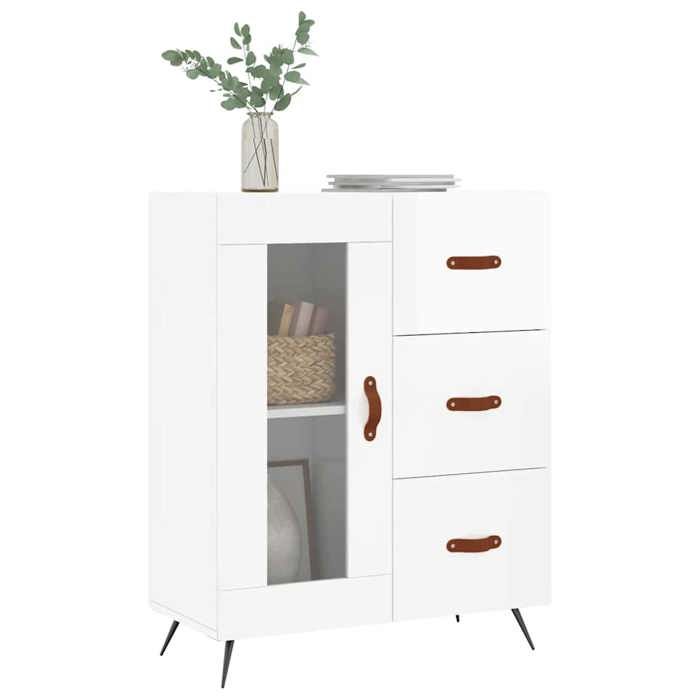 VidaXL Buffet Blanc brillant 69,5x34x90 cm Bois d'ingénierie 828014