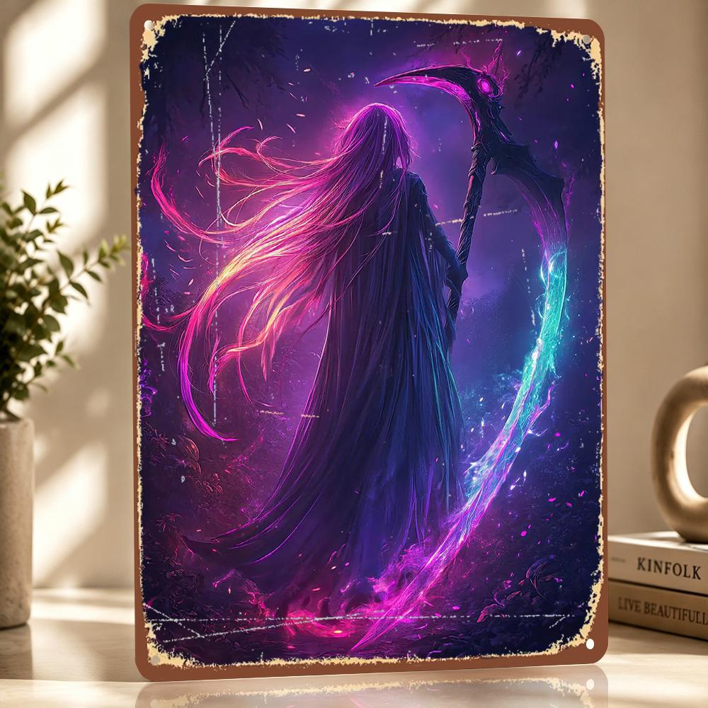 Dark Fantasy Reaper D Printed Texture Poster Personalized Wall Art Retro Metal Tin Signs for Office Decor Room Wand Deko Home