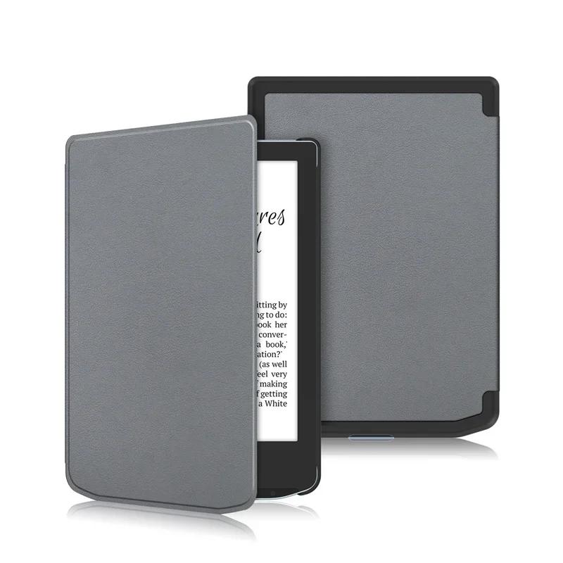 Pour Pocketbook Verse Coque 6 pouces Cuir PU Dos Rigide PC Housse Intelligente pour Pocketbook Pocket Book Verse Pro 629 634 PB629 Coque grise