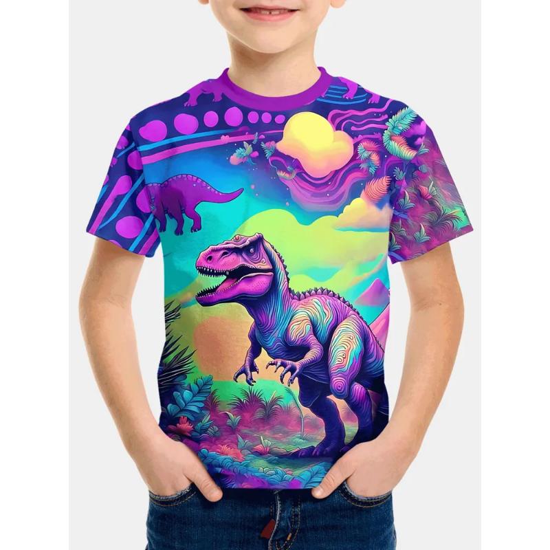 Mode Herren Kinder Kleidung Rundhals Kurzarm 3D Lässig Farbdruck Lässiges Kurzarm Rundhals T-Shirt