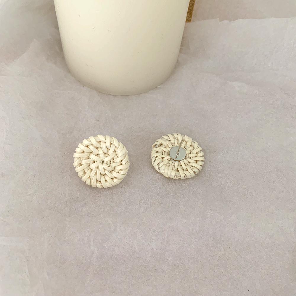 Rattan Diamant Geometrische Stroh Anhänger Ohrringe für Frauen