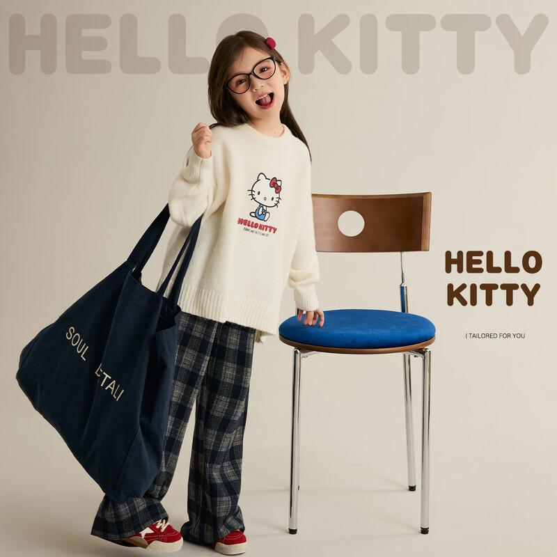 Свободный теплый свитер для девочек с принтом Hello Kitty 100