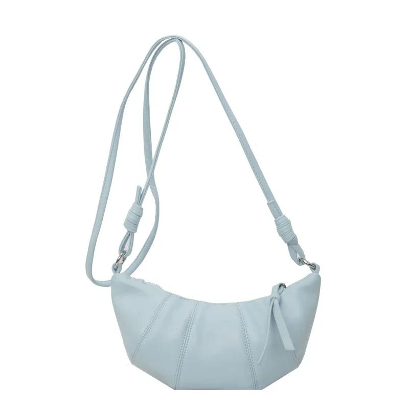 Horn Shape PU Shoulder Bags Simple Versatile Zipper Super Cool Exquisite Half Moon Women's Crossbody Bags Fashion New Style